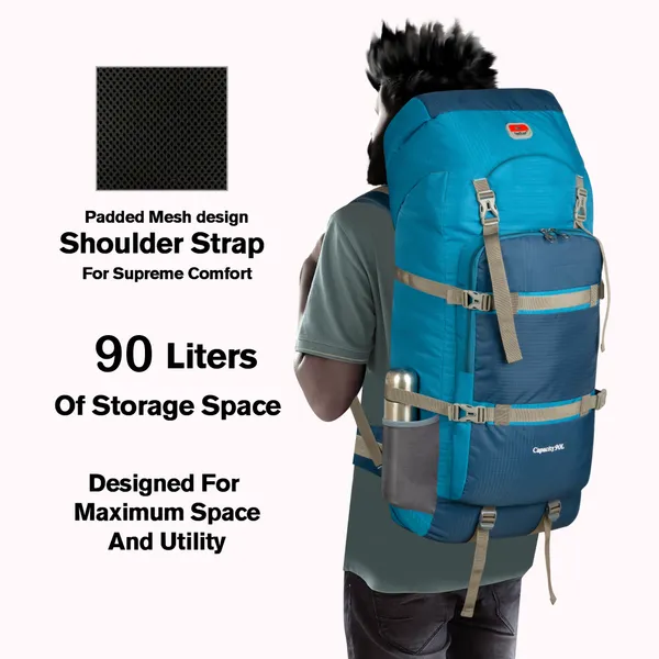 SeenLee_90L_Travel_&_Trekking_Backpack_for_Men_&_Women_|_Extra-Large_Waterproof_Hiking_Rucksack_with_Multi-Strap_Support_&_Storage_|_Camping_&_Outdoor_Backpack_(Blue)
