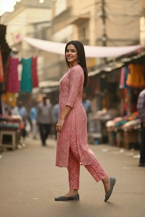 Cotton_Printed_Pink_Straight_Kurti
