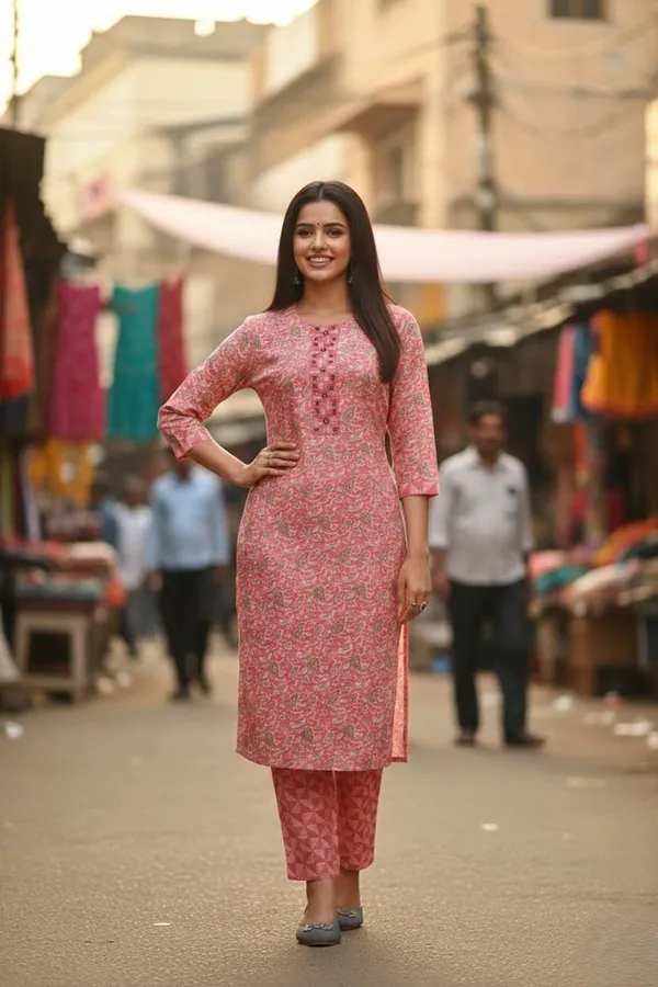 Cotton_Printed_Pink_Straight_Kurti