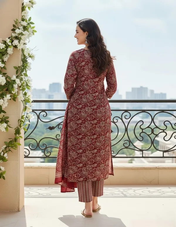 Maroon_Cotton_Blend_Suit_Set_with_Dupatta