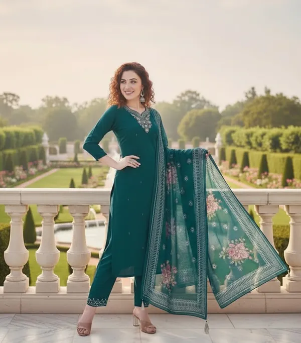 Stylish_Mint_Green_Geometric_Print_Silk_Blend_Kurta_Set