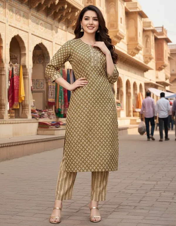 Stylish_Brown_Cotton_Kurta_&_Plazo_Pant_(Fully_Stiched)