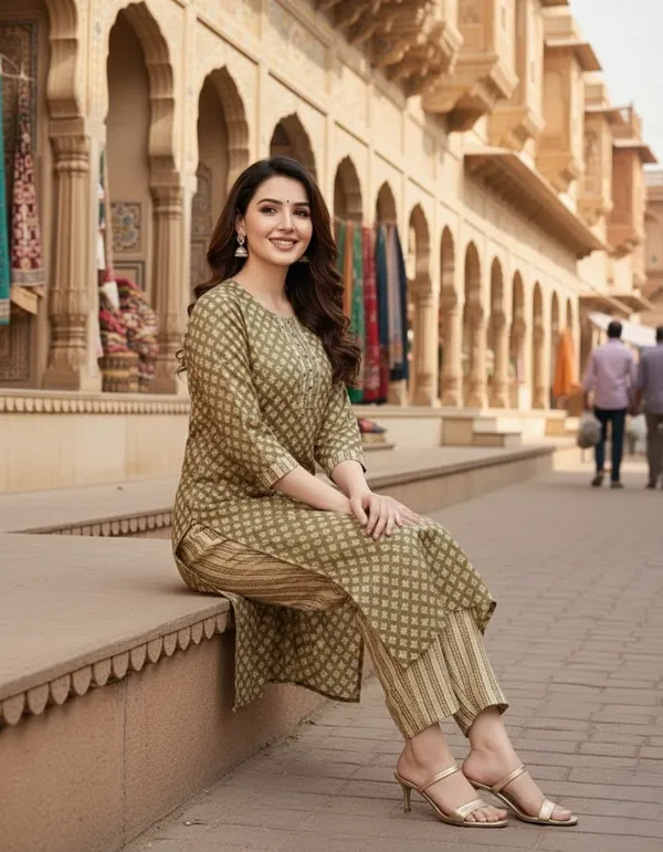 Stylish_Brown_Cotton_Kurta_&_Plazo_Pant_(Fully_Stiched)