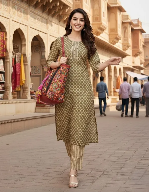 Stylish_Brown_Cotton_Kurta_&_Plazo_Pant_(Fully_Stiched)