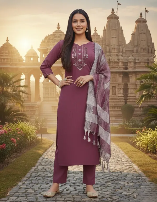 Purple_Cotton_Kurta_Set_with_Mirror_Work_&_Dupatta