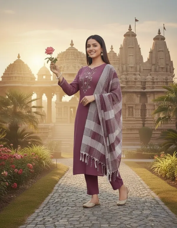 Purple_Cotton_Kurta_Set_with_Mirror_Work_&_Dupatta