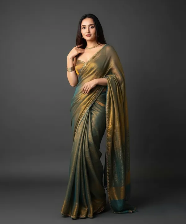 Ethereal_Dual-Tone_Metallic_Shimmer_Saree_in_Teal_and_Antique_Gold_–_Hand-Woven_Tissue_Silk_with_Intricate_Zari_Border_and_Matching_Blouse_Piece