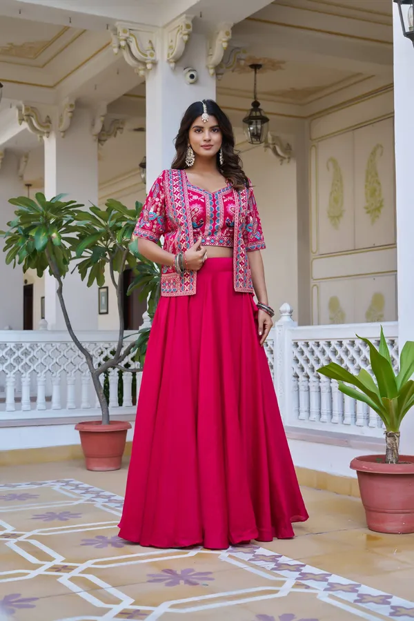 Fuchsia_Pink_Embroidered_Jacket-Style_Lehenga_Choli_Set
