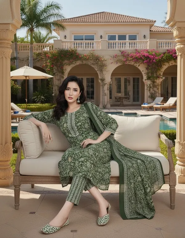 Green_Cotton_Blend_Suit_Set_with_Dupatta