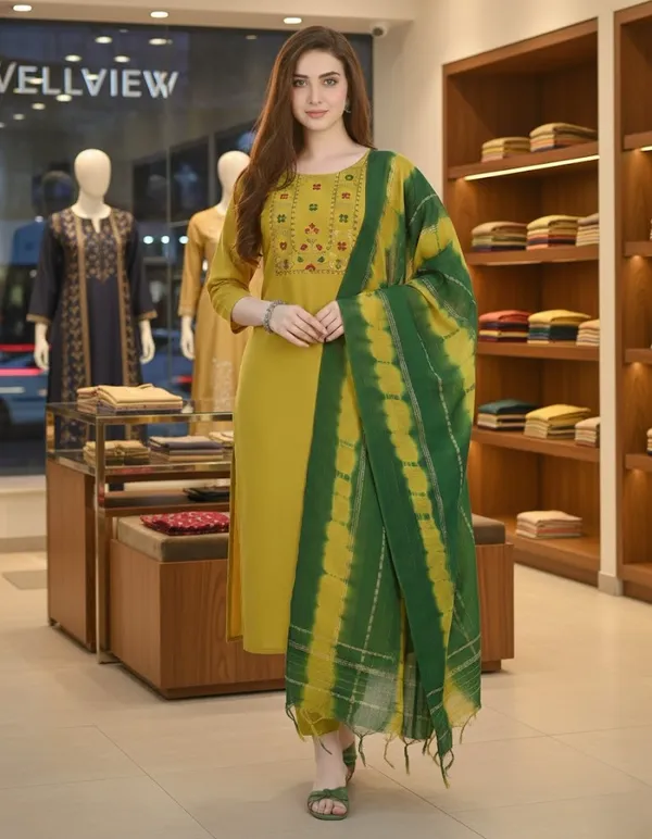 Yellow_Cotton_Blend_Cotton_Kurta_Set_with_Chanderi_Dupatta