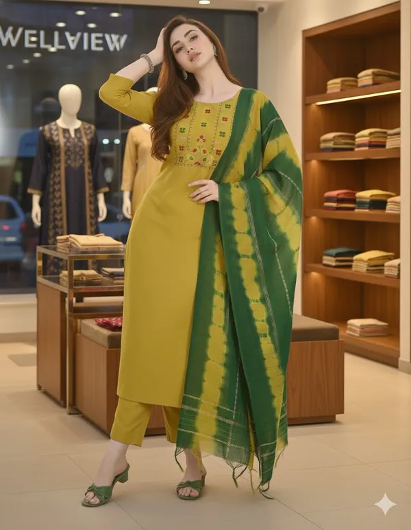 Yellow_Cotton_Blend_Cotton_Kurta_Set_with_Chanderi_Dupatta