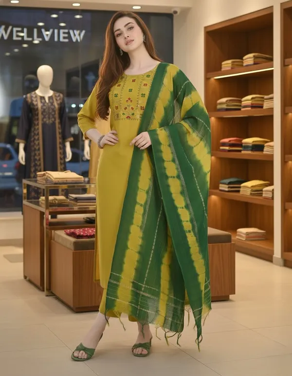 Yellow_Cotton_Blend_Cotton_Kurta_Set_with_Chanderi_Dupatta