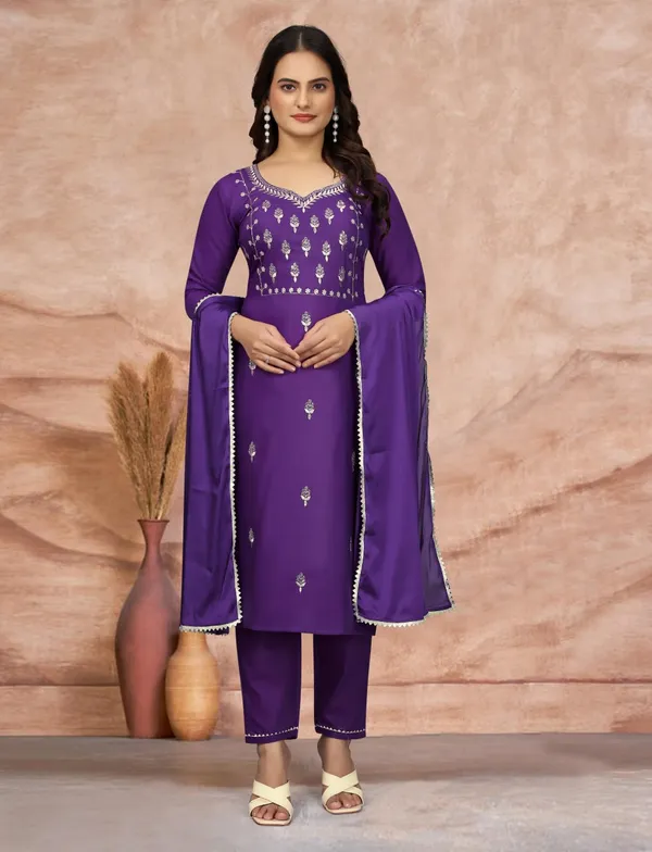 Purple_Cotton_Blend_Kurta_Set_with_Silver_Zari_Embroidery