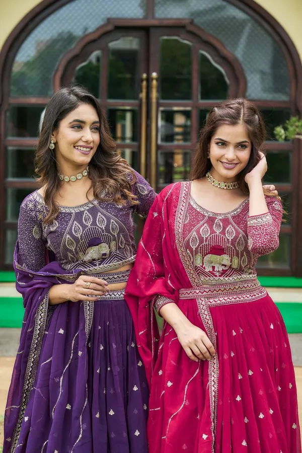 Imperial_Magenta_Bandhani_Fusion_Set:_Embroidered_Bodice_&_Tiered_Flared_Skirt