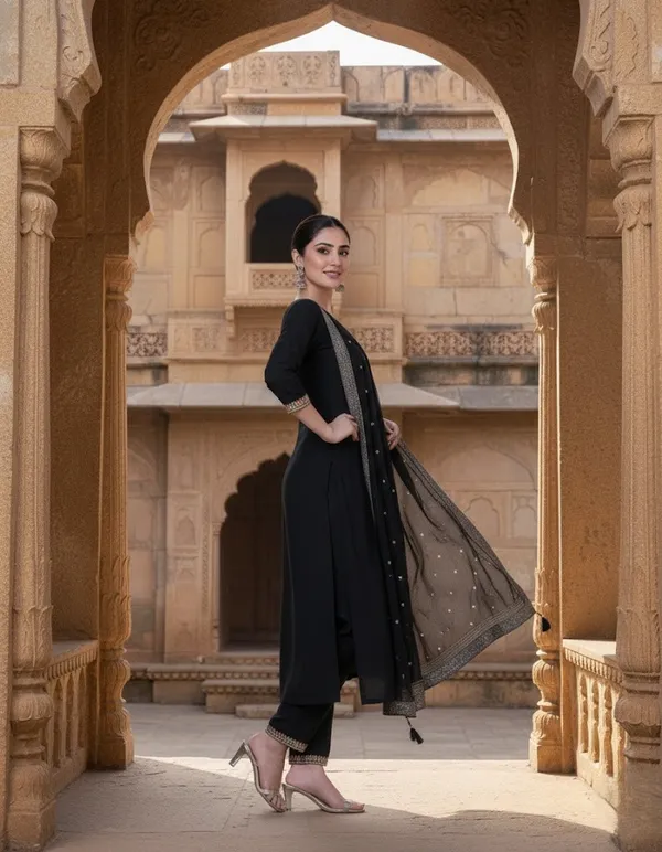 Elegant_Charcoal_Black_Silk_Blend_Embroidered_Kurta_Set