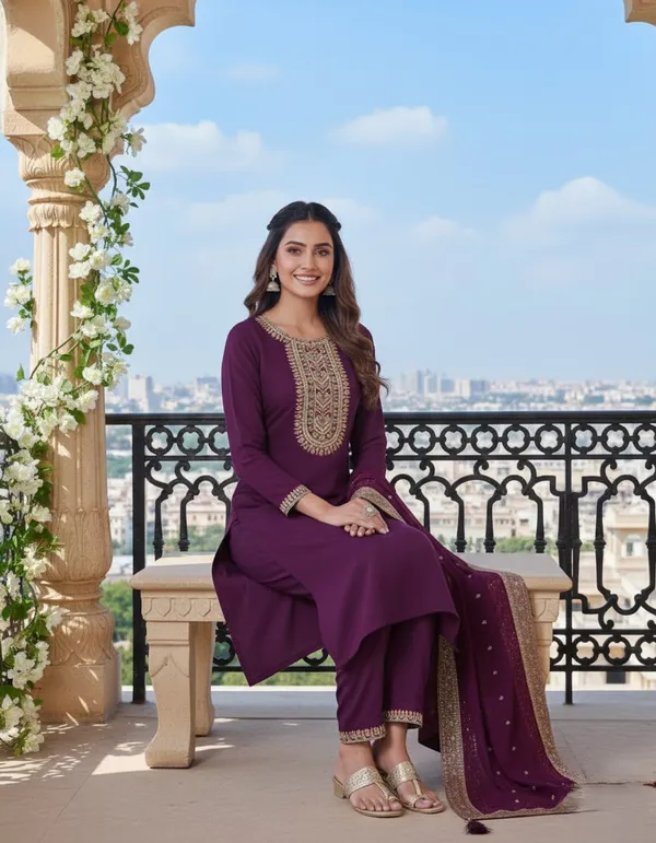 Elegant_Purple_Silk_Blend_Embroidered_Kurta_Set