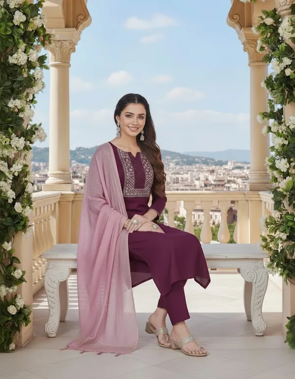 Solid_Purple_Neck_Cotton_Blend_Kurta,_Pant_&_Dupatta_Set