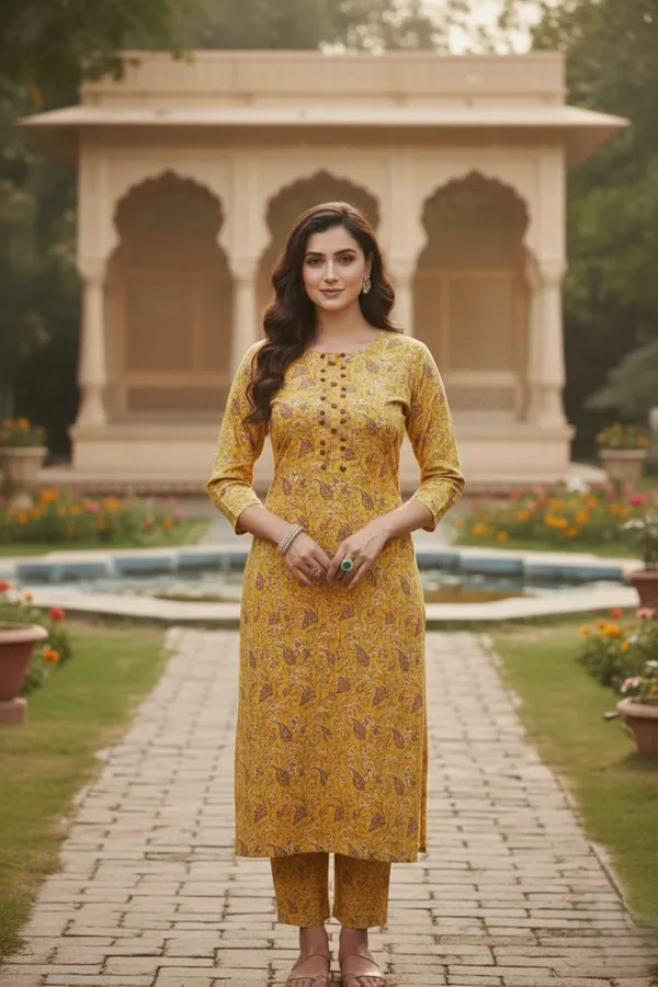 Cotton_Printed_Musturd_Straight_Kurti