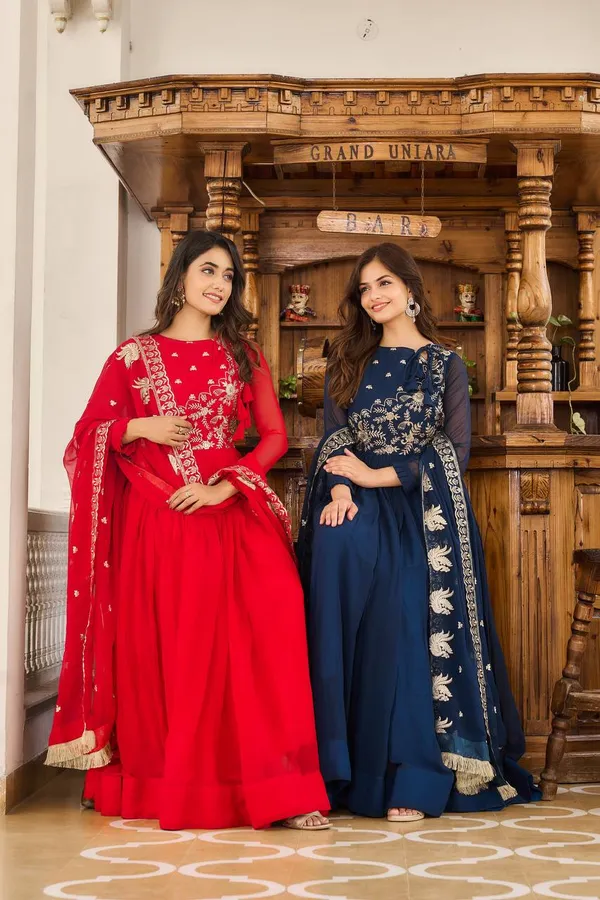 Midnight_Azure_Georgette_Anarkali_Set_with_Intricate_Silver_Floral_Embroidery_and_Fringed_Dupatta