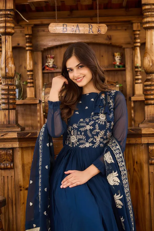 Midnight_Azure_Georgette_Anarkali_Set_with_Intricate_Silver_Floral_Embroidery_and_Fringed_Dupatta