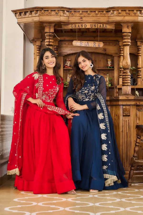 Midnight_Azure_Georgette_Anarkali_Set_with_Intricate_Silver_Floral_Embroidery_and_Fringed_Dupatta
