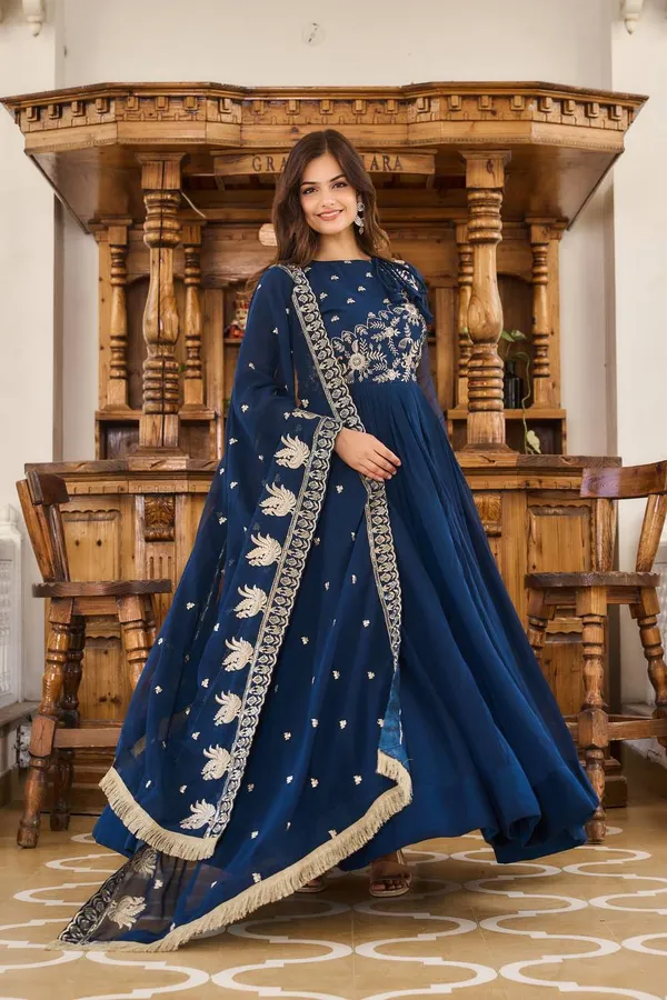Midnight_Azure_Georgette_Anarkali_Set_with_Intricate_Silver_Floral_Embroidery_and_Fringed_Dupatta