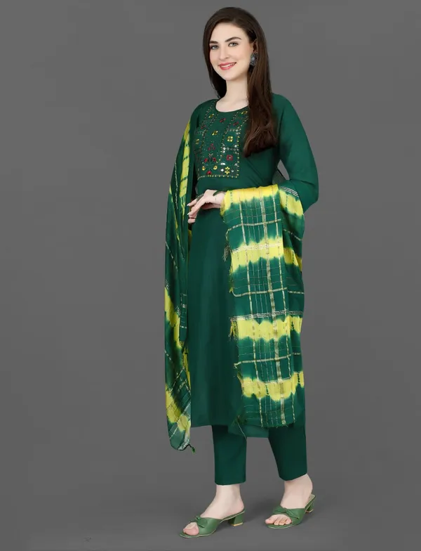 Green_Cotton_Blend_Cotton_Kurta_Set_with_Chanderi_Dupatta