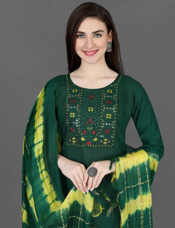 Green_Cotton_Blend_Cotton_Kurta_Set_with_Chanderi_Dupatta