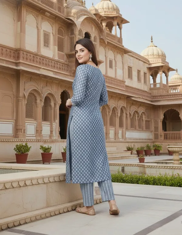 Stylish_Blue_Cotton_Kurta_&_Plazo_Pant_(Fully_Stiched)