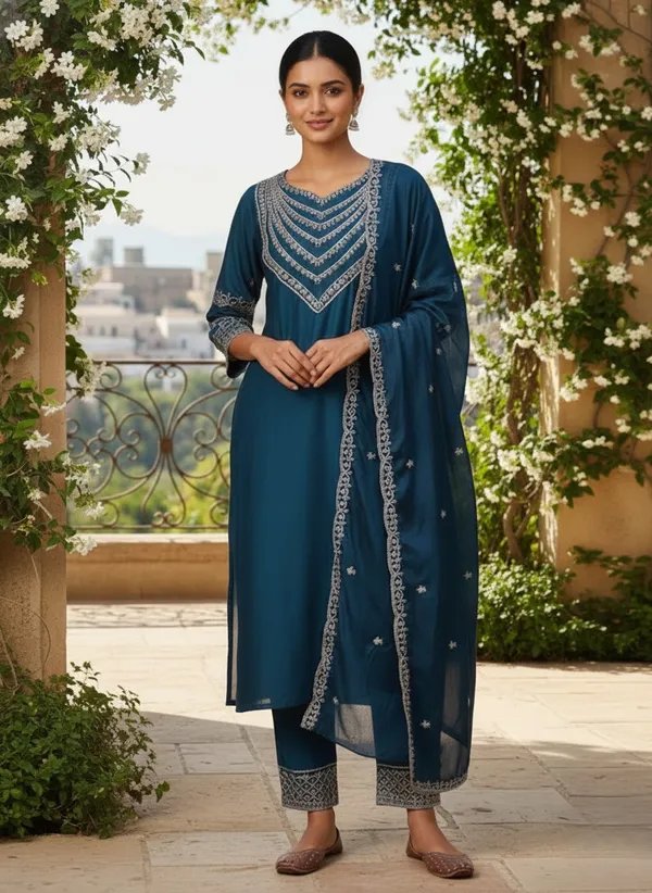 Lightweight_Indigo_Floral_Printed_Roman_Silk_Trousers_Suit