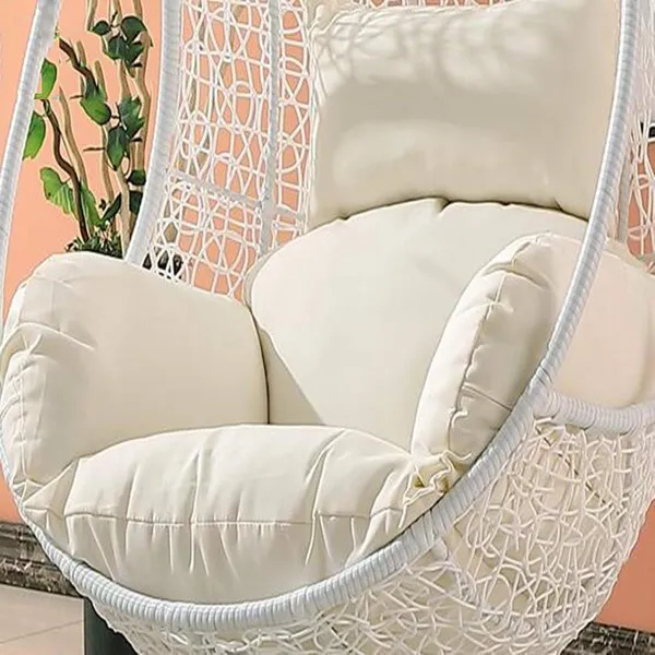 White_Microfibre_Cushion_For_Hanging_Basket_|_Outdoor_Egg_Swing_Chair_Polyester_Designer_Cushion