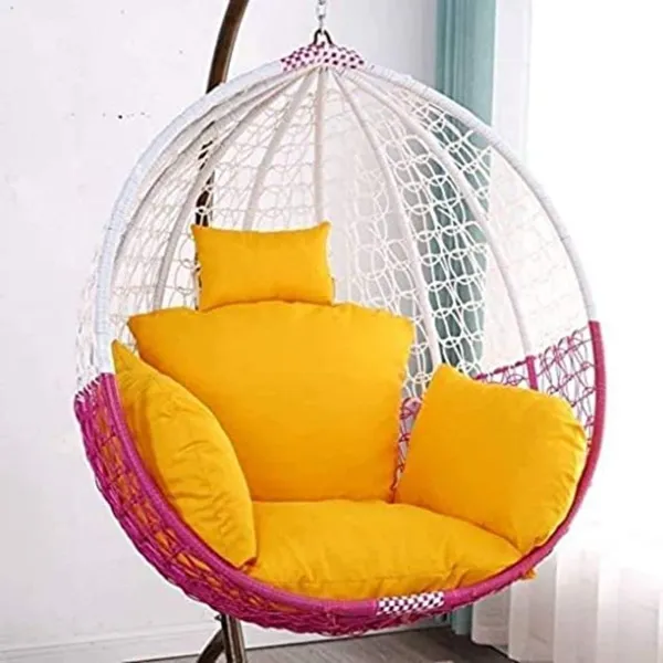 Yellow_Microfibre_Cushion_For_Hanging_Basket_Swing_Chair_For_Outdoor_Egg_Swing_Chair/Garden_Swing,_Seat_Padded_Pillow_Polyester_Designer_Cushion