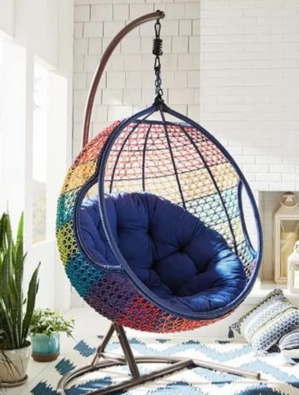 Blue_Microfibre_Cushion_For_Hanging_Basket_Round_Shape_Swing_Chair_Cushions_For_Outdoor_Egg_Swing_Chair_Garden_Swing,_Seat_Padded_Pillow_Cushion