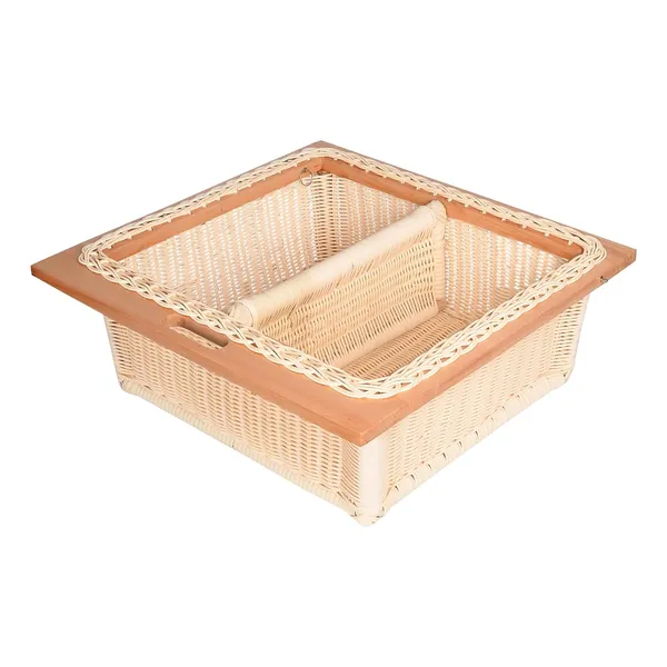 Beige_Round_Pvc_Wicker_Basket_With_Partition_For_Modular_Kitchen,_Stylish_&_Durable_Storage_Organizer_For_Cabinets_&_Drawers