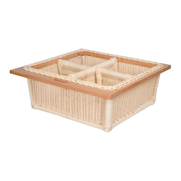 Beige_Round_Pvc_Wicker_Basket_With_Double_Partition_For_Modular_Kitchen,_Stylish_&_Durable_Storage_Organizer_For_Cabinets_&_Drawers
