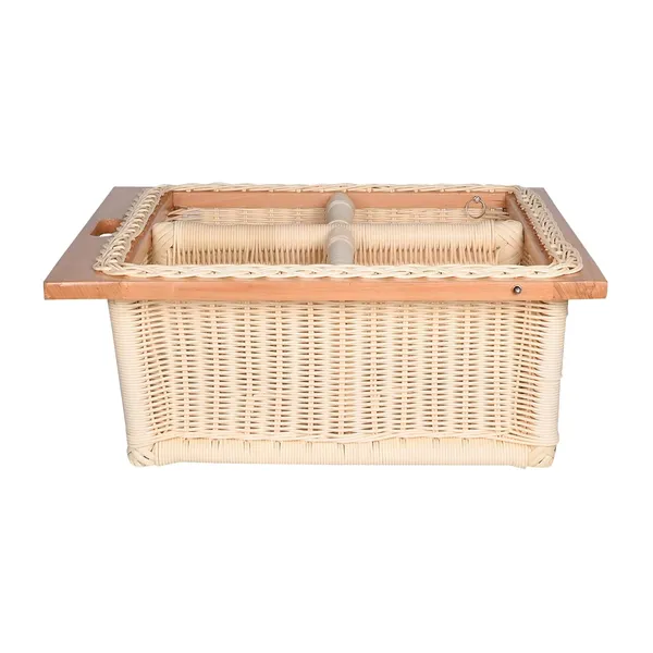 Beige_Round_Pvc_Wicker_Basket_With_Double_Partition_For_Modular_Kitchen,_Stylish_&_Durable_Storage_Organizer_For_Cabinets_&_Drawers