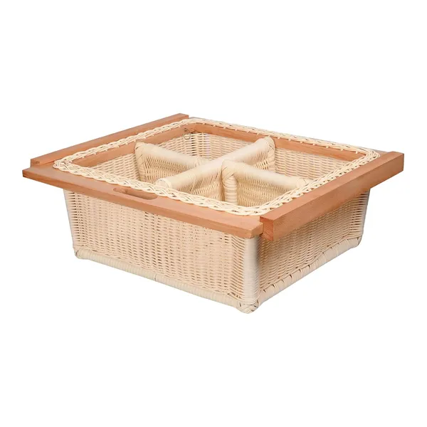 Beige_Round_Pvc_Wicker_Basket_With_Double_Partition_For_Modular_Kitchen,_Stylish_&_Durable_Storage_Organizer_For_Cabinets_&_Drawers