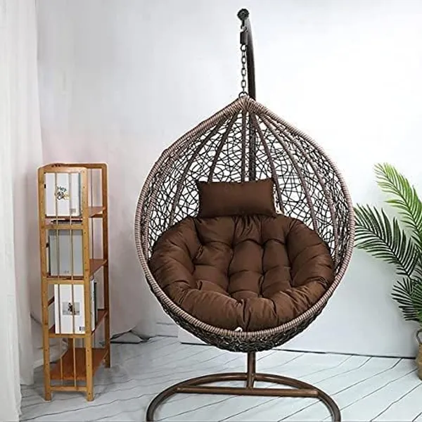 Brown_Microfibre_Cushion_For_Hanging_Basket_Round_Shape_Swing_Chair_Cushions_For_Outdoor_Egg_Swing_Chair_Garden_Swing,_Seat_Padded_Pillow_Cushion