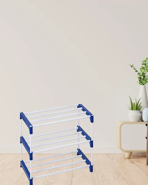 White_&_Blue_Shoe_Rack_For_Home_|_3_Tier_Plastic_Shoe_Stand__For_Bedroom,_Entryway,_Hallway_Furniture