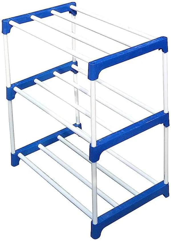 White_&_Blue_Shoe_Rack_For_Home_|_3_Tier_Plastic_Shoe_Stand__For_Bedroom,_Entryway,_Hallway_Furniture