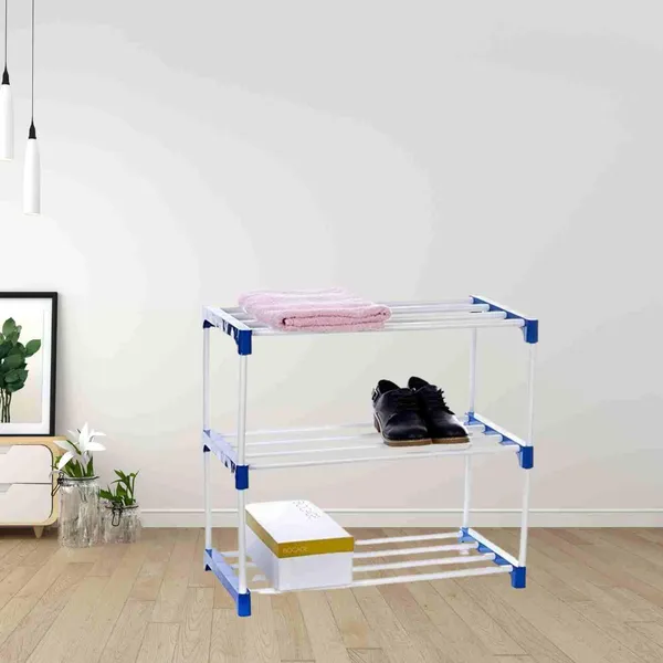 White_&_Blue_Shoe_Rack_For_Home_|_3_Tier_Plastic_Shoe_Stand__For_Bedroom,_Entryway,_Hallway_Furniture
