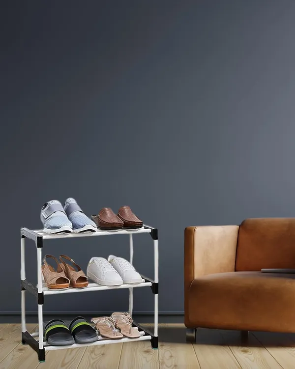 White_&_Black_Shoe_Rack_For_Home_3_Tier_Plastic_Shoe_Stand_Multipurpose_Foldable_&_Stackable_Shoe_Storage_Organizer_Lightweight_Durable_Shoes_Rack_For_Bedroom,_Entryway,_Hallway_Furniture