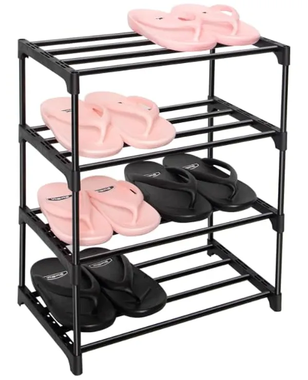 Black_Shoe_Rack_4_Tier_Shoe_Rack_With_Shelf,_Folding_Shoe_Rack_For_Bedroom,_Living_Room,_Entryway,_,_Shoerack,_Footwear_Stand_For_Home,_Shoe_Rack_Plastic,_Shoe_Rack_With_4_Layer
