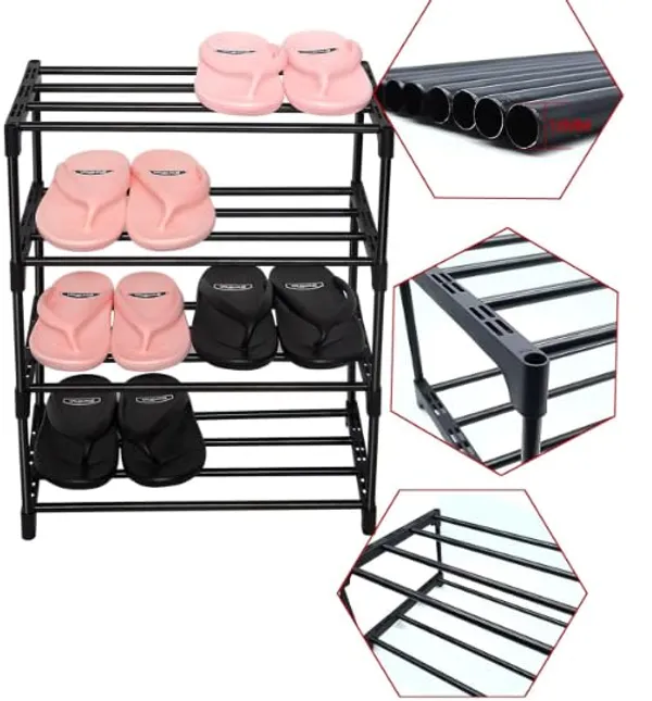 Black_Shoe_Rack_4_Tier_Shoe_Rack_With_Shelf,_Folding_Shoe_Rack_For_Bedroom,_Living_Room,_Entryway,_,_Shoerack,_Footwear_Stand_For_Home,_Shoe_Rack_Plastic,_Shoe_Rack_With_4_Layer