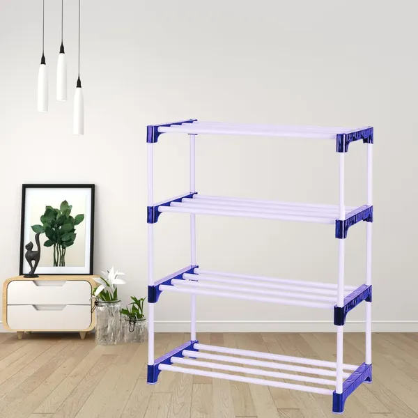 White_&_Blue_Shoe_Rack_With_Shelf__For_Bedroom,_Entryway_&_Living_Room_|_Multipurpose_Footwear_Stand_For_Home_(4_Layer)