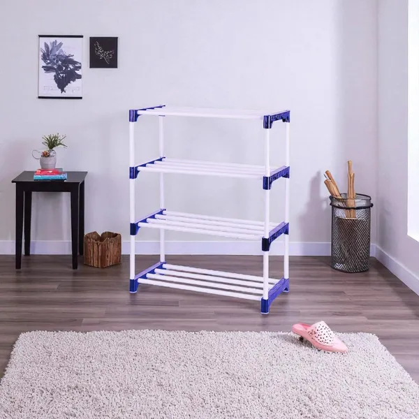 White_&_Blue_Shoe_Rack_4_Tier_Shoe_Rack_With_Shelf,_Folding_Shoe_Rack_For_Bedroom,_Living_Room,_Entryway,_,_Footwear_Stand_For_Home,_Shoe_Rack_Plastic_With_Only_4_Layer