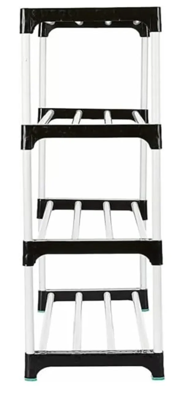 White_&_Black_Shoes_Rack_4_Tier_Shoe_Rack_With_Shelf,_Folding_Shoe_Rack_For_Bedroom,_Living_Room,_Entryway,_,_Shoerack,_Footwear_Stand_For_Home,_Shoe_Rack_Plastic,_Shoes_Rack_With_4_Layer