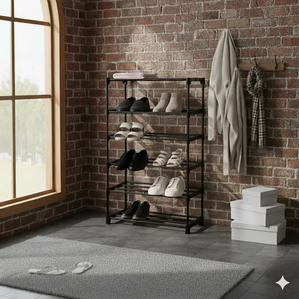 Black_Shoe_Rack_Organiser_|__Compact_Footwear_Stand_Plastic_5_Shelf