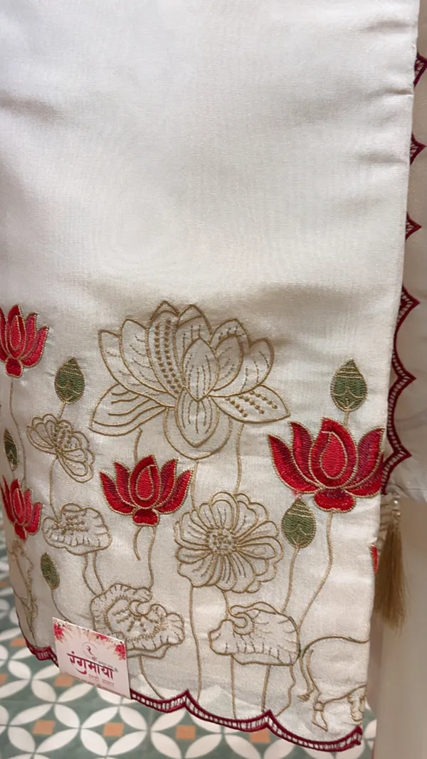 Beige_Tissue_Organza_Pichwai-Inspired_Unstitched_Suit_Set