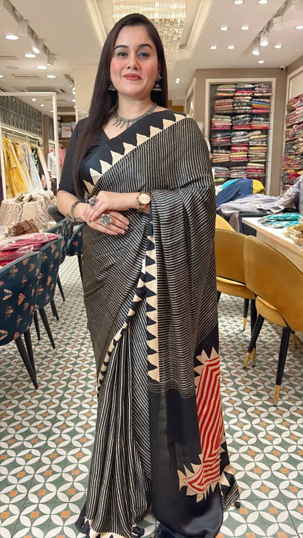 Black_Ajrakh_Gaji_Satin_Crepe_Saree_With_Stripes_|_Unstitched_Blouse_Piece